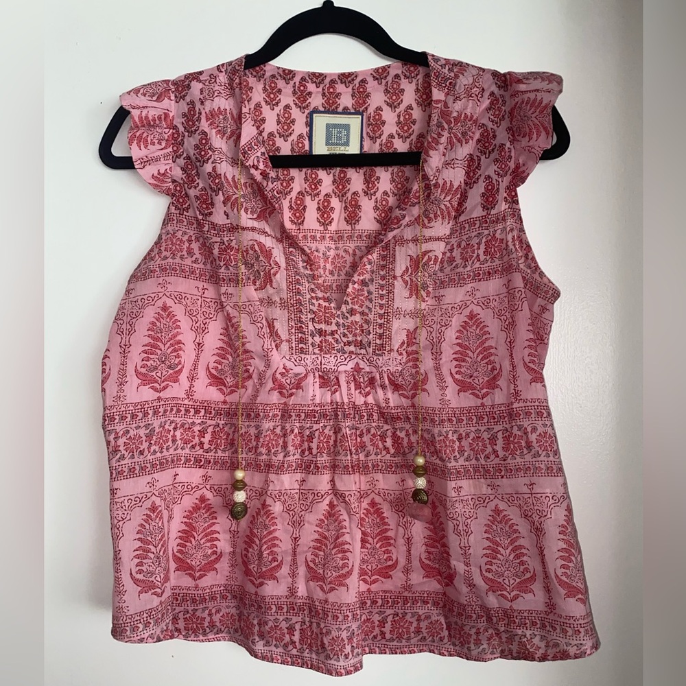 Women's Pink Printed Tie-Front Sleeveless Camisole